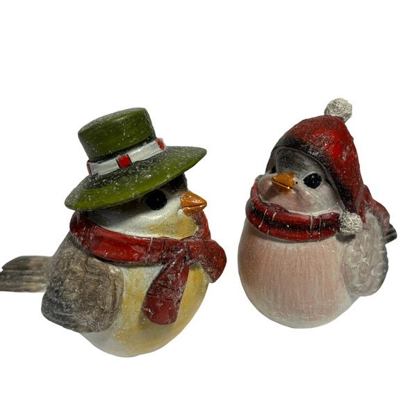 Kirklands Resin Birds of Winter Wearing Scarves Hats Set of 2  LIKE NEW Decor - Picture 2 of 16